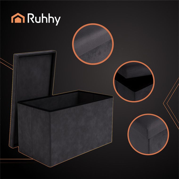 Ruhhy, pufa welurowa, szara, 76-38-38 cm