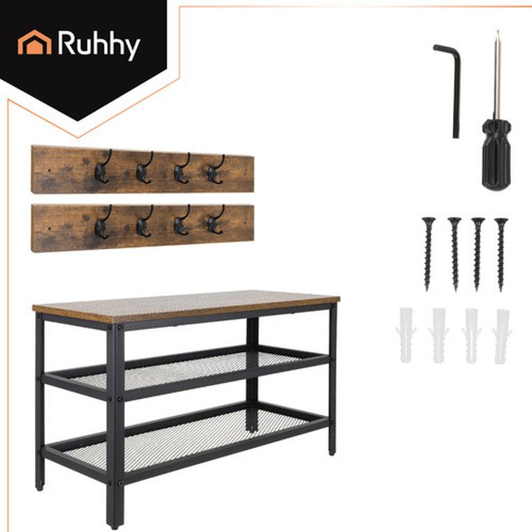 Ruhhy, regał na buty z wieszakiem, 73 cm