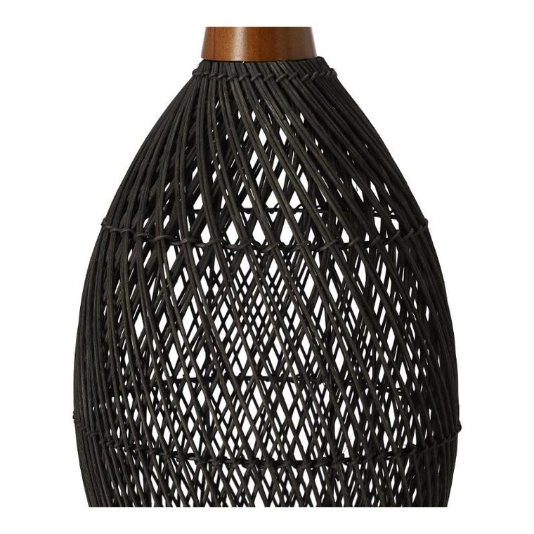Rustykalna, lampa wisząca, rattanowa, 25 cm, czarna