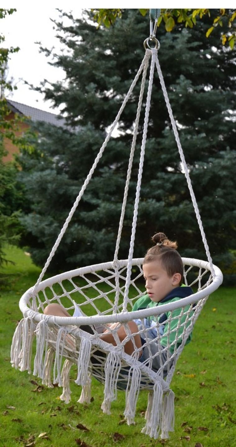 Saska Garden, hamak ażurowy, fotel wiszący, ecru, 80-60 cm