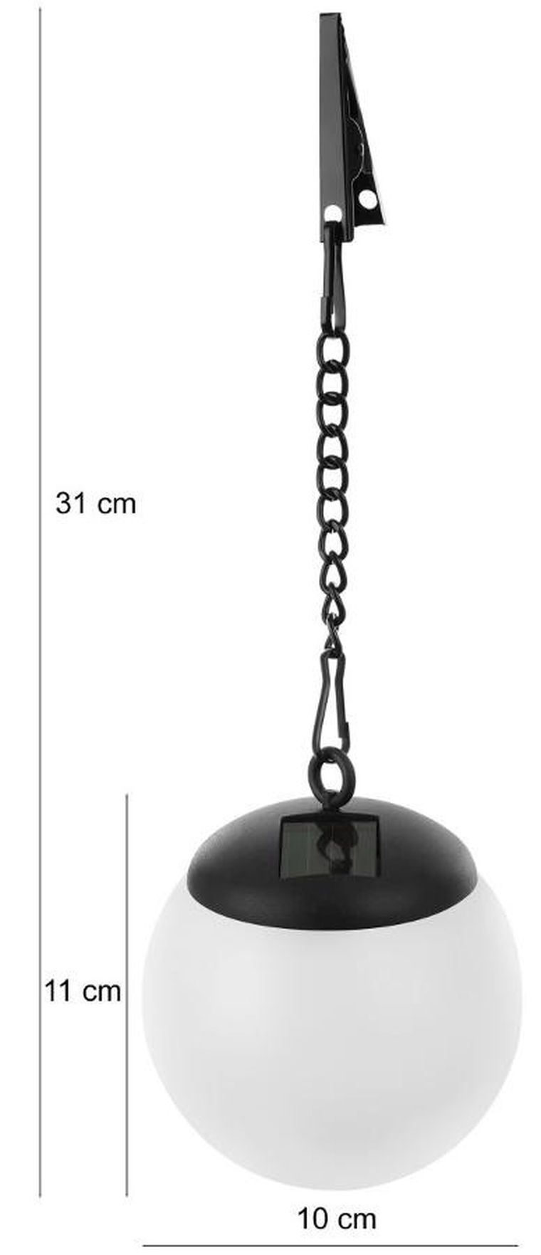 Saska Garden, lampa solarna plastikowa, kula wisząca na klips, 10-30 cm