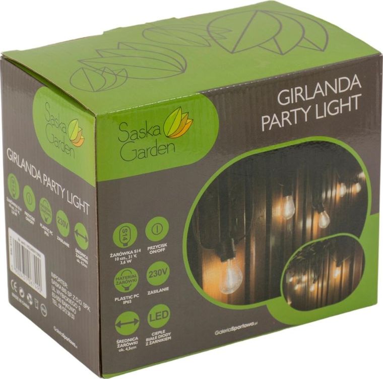 Saska Garden, Party Light, girlanda zewnętrzna, 10 żarówek, LED, 8m, 230V