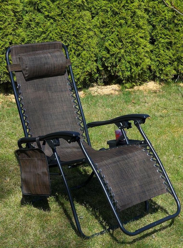 Saska Garden, składany leżak ogrodowy, brązowy, 175-52/65-107 cm