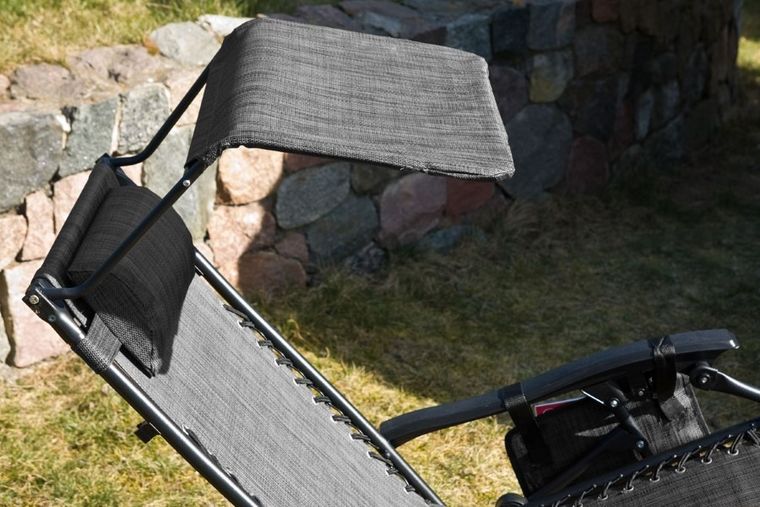 Saska Garden, składany leżak ogrodowy, wielofunkcyjny, z daszkiem, szary