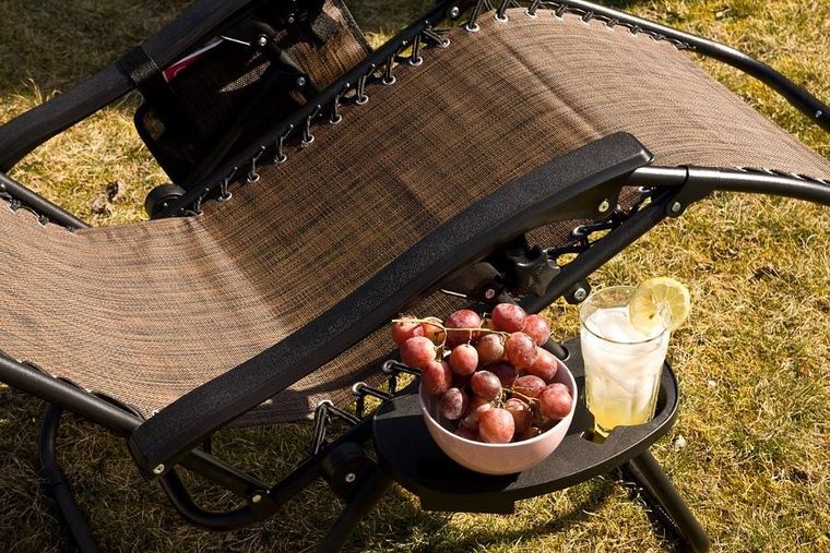 Saska Garden, składany leżak ogrodowy z daszkiem, brązowy, 173-52/65-110 cm