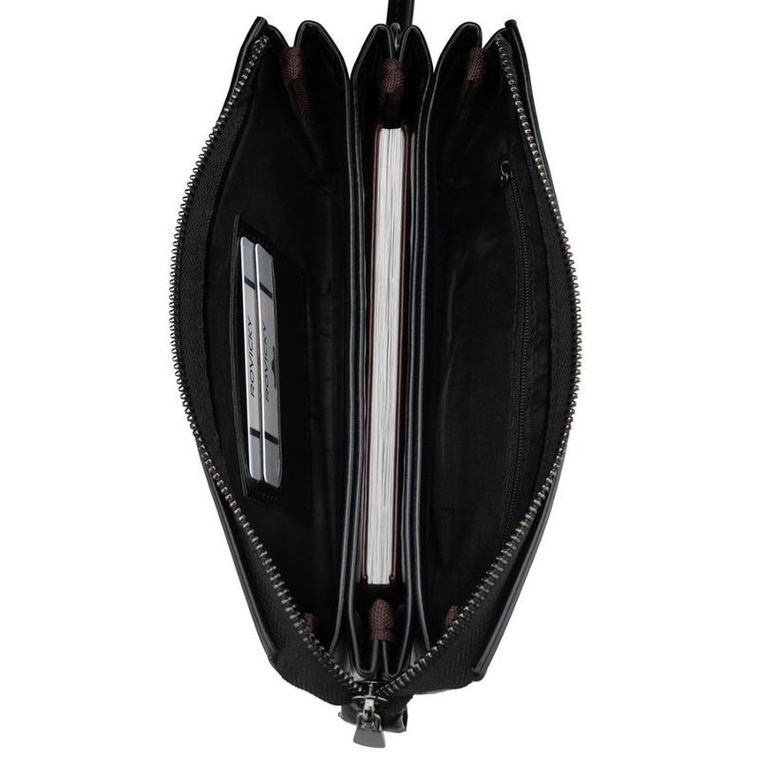 Saszetka do ręki, czarna, skóra ekologiczna, Rovicky