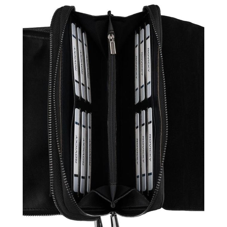 Saszetka do ręki, czarna, skóra ekologiczna, Rovicky