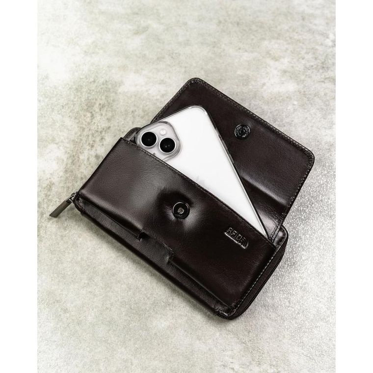 Saszetka na biodro, brązowa, skórzana, Rovicky