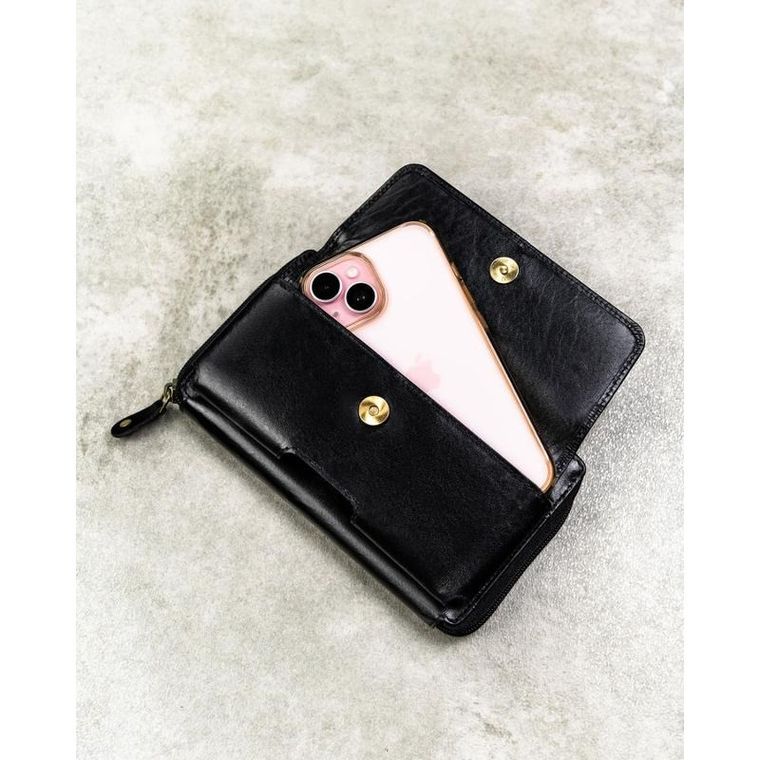 Saszetka na biodro, czarna, skórzana, Rovicky