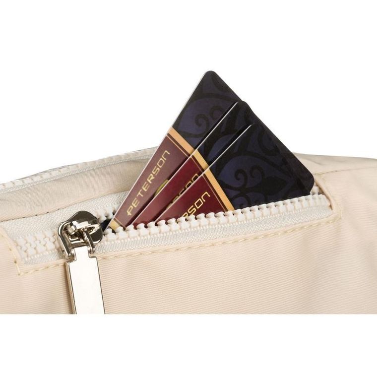 Saszetka na biodro, nerka, beżowa, Peterson