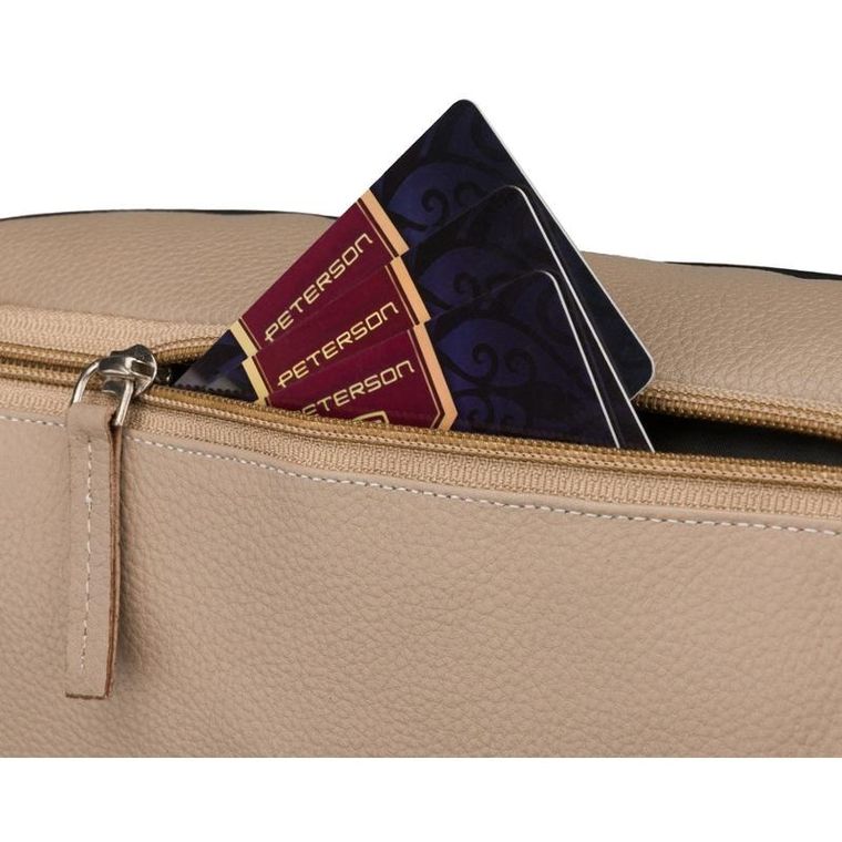 Saszetka na biodro, nerka, beżowa, skórzana, Rovicky