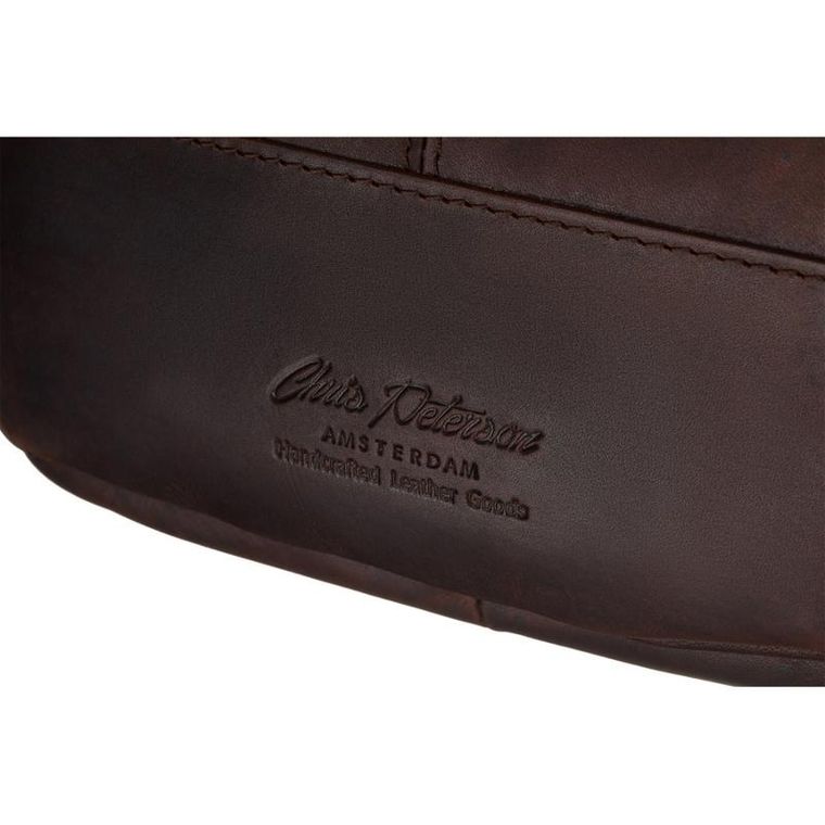 Saszetka na biodro, nerka, brązowa, skórzana, Peterson