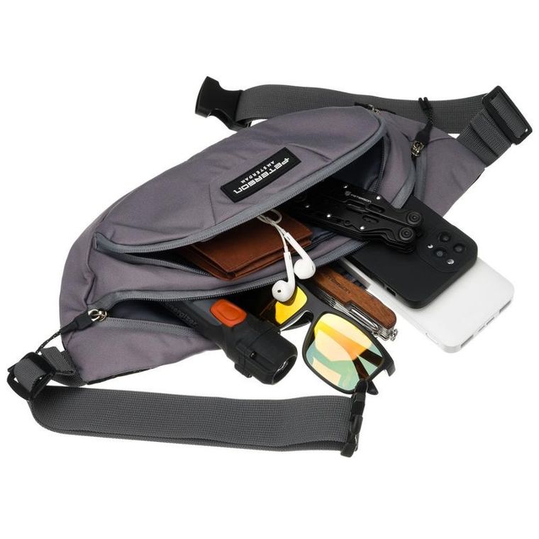 Saszetka na biodro, nerka, ciemnoszara, Peterson