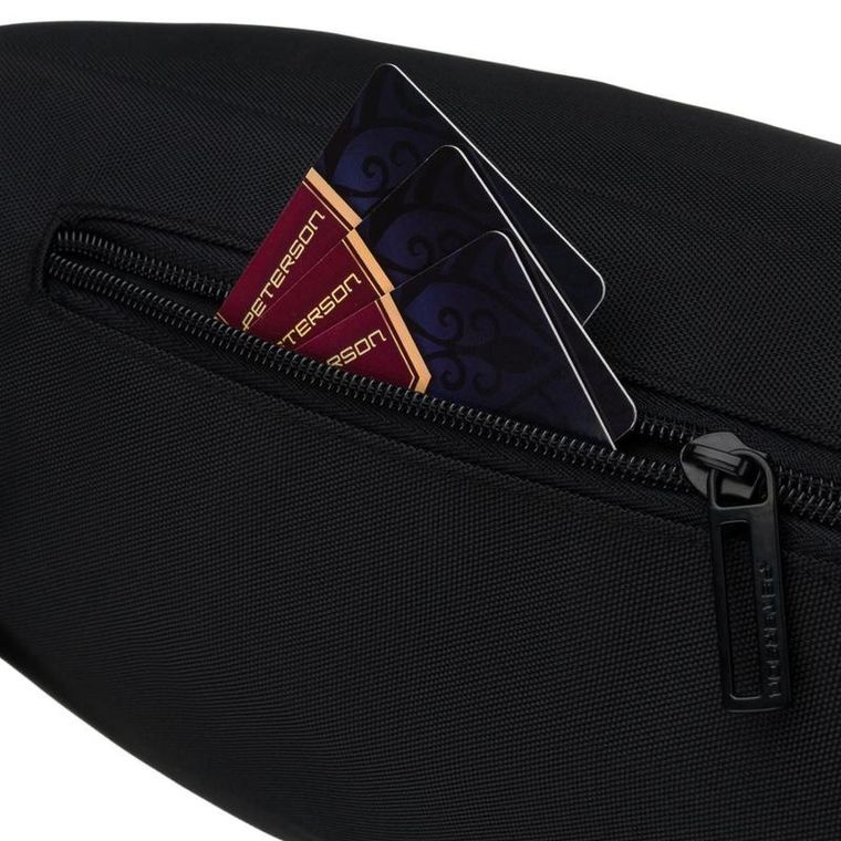 Saszetka na biodro, nerka, czarna, Peterson