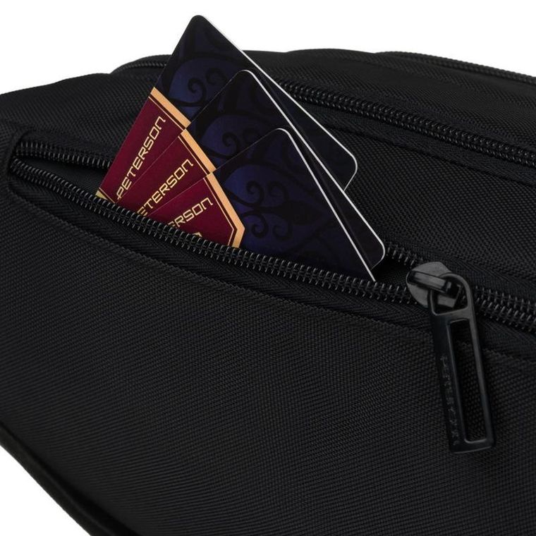 Saszetka na biodro, nerka, czarna, Peterson