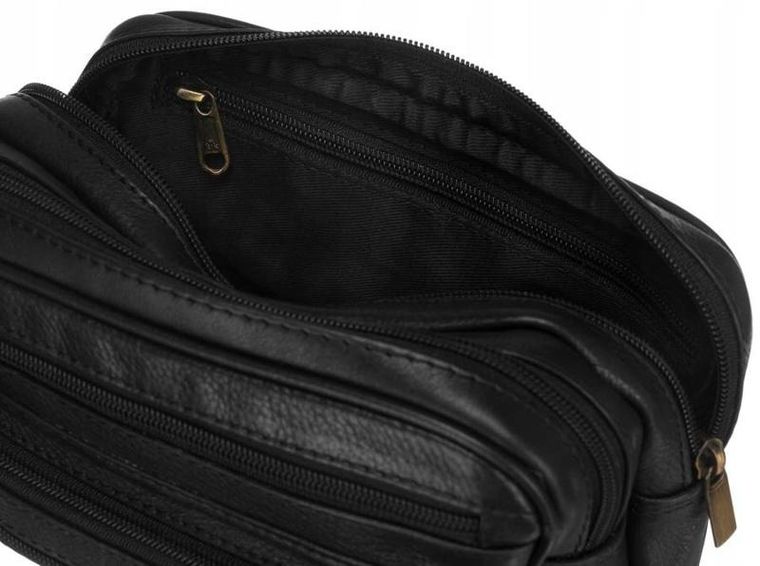 Saszetka na biodro, nerka, czarna, skóra ekologiczna, Peterson