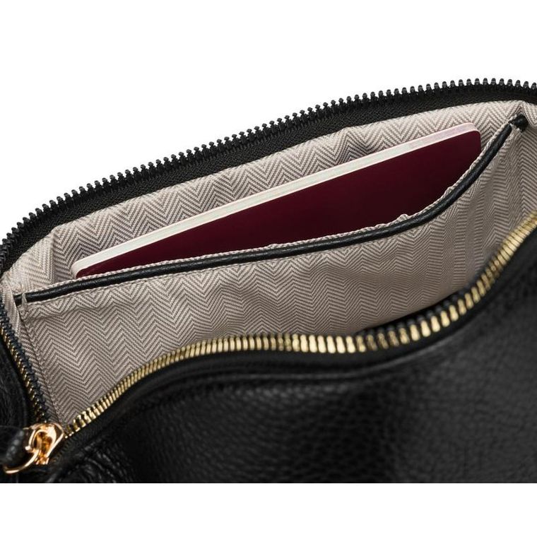 Saszetka na biodro, nerka, czarna, skóra ekologiczna, Peterson