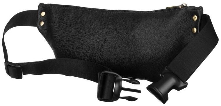 Saszetka na biodro, nerka, czarna, skórzana, Peterson