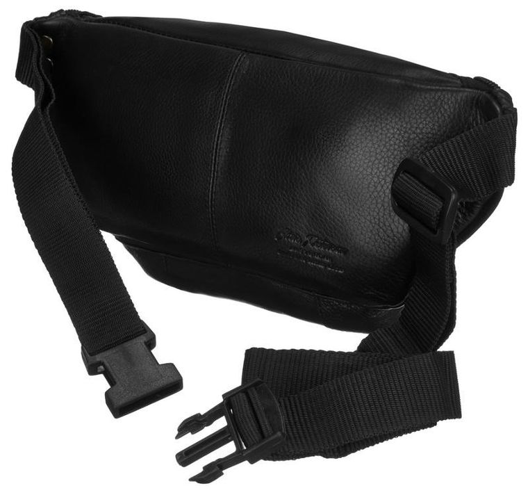 Saszetka na biodro, nerka, czarna, skórzana, Peterson