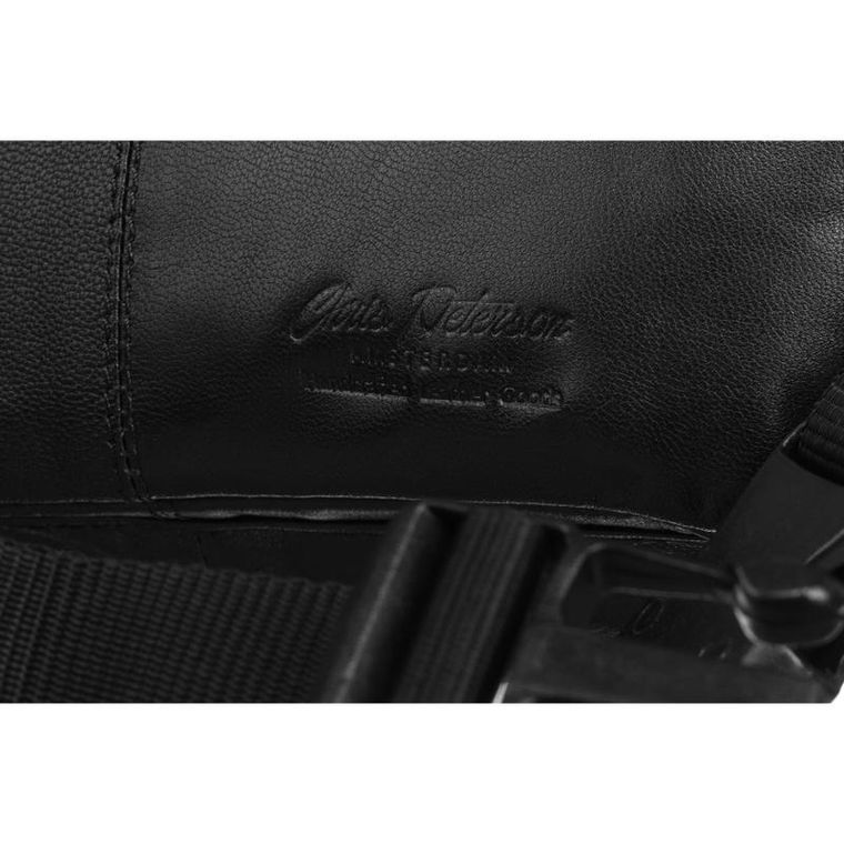 Saszetka na biodro, nerka, czarna, skórzana, Peterson