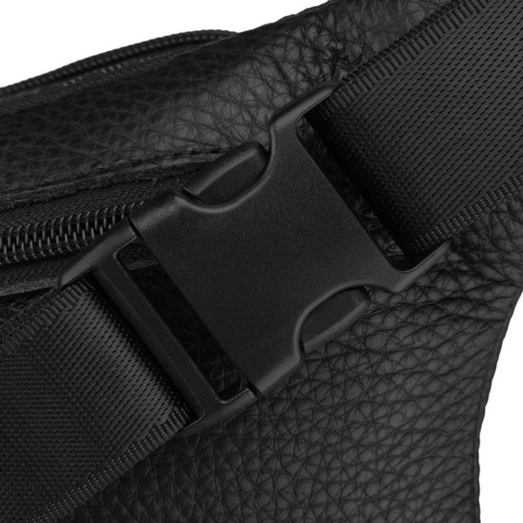 Saszetka na biodro, nerka, czarna, skórzana, Rovicky