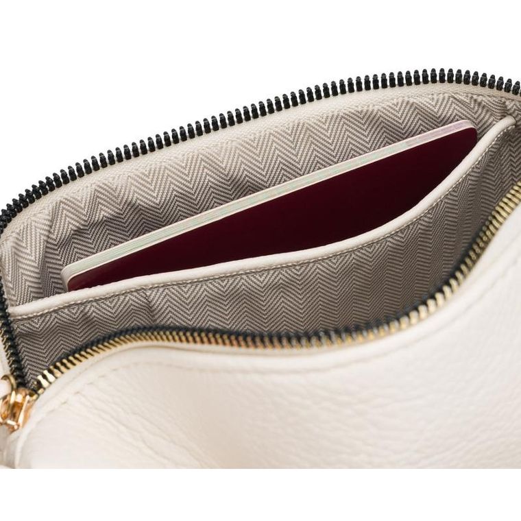 Saszetka na biodro, nerka, jasnobeżowa, skóra ekologiczna, Peterson