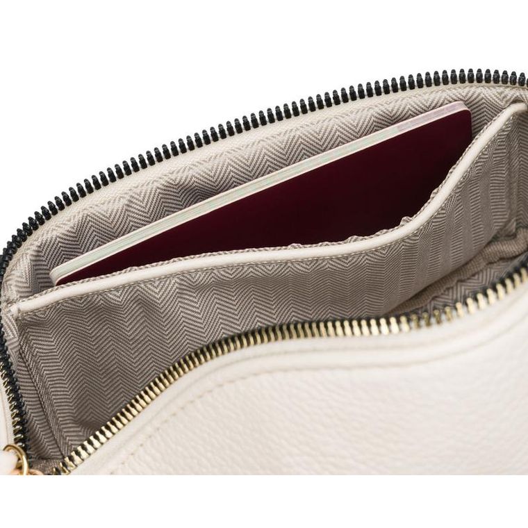 Saszetka na biodro, nerka, jasnobeżowa, skóra ekologiczna, Peterson