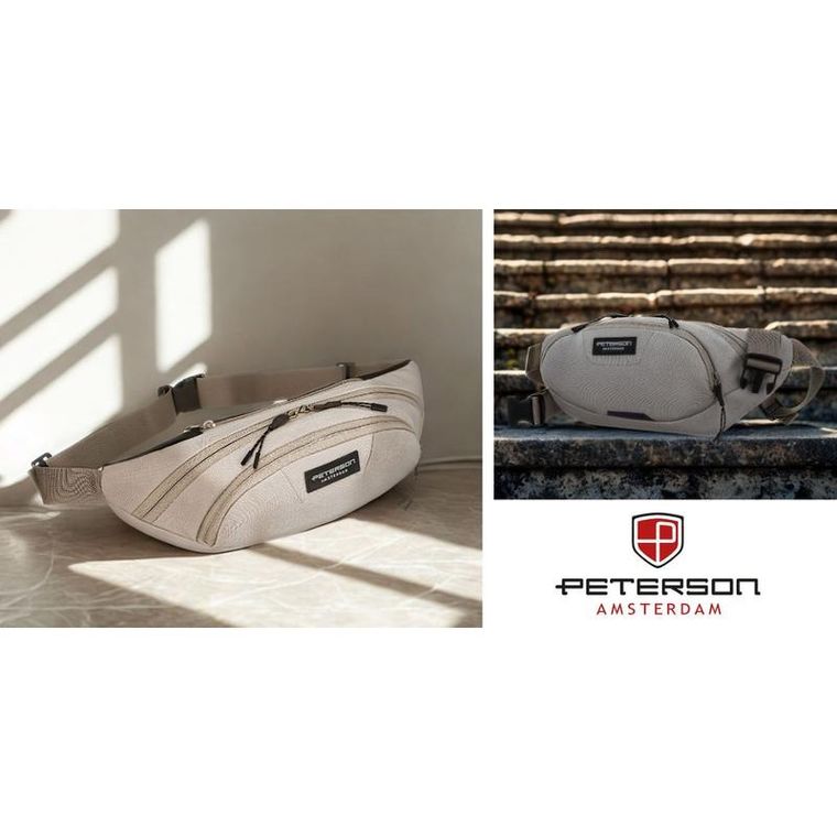 Saszetka na biodro, nerka, jasnoszara, Peterson