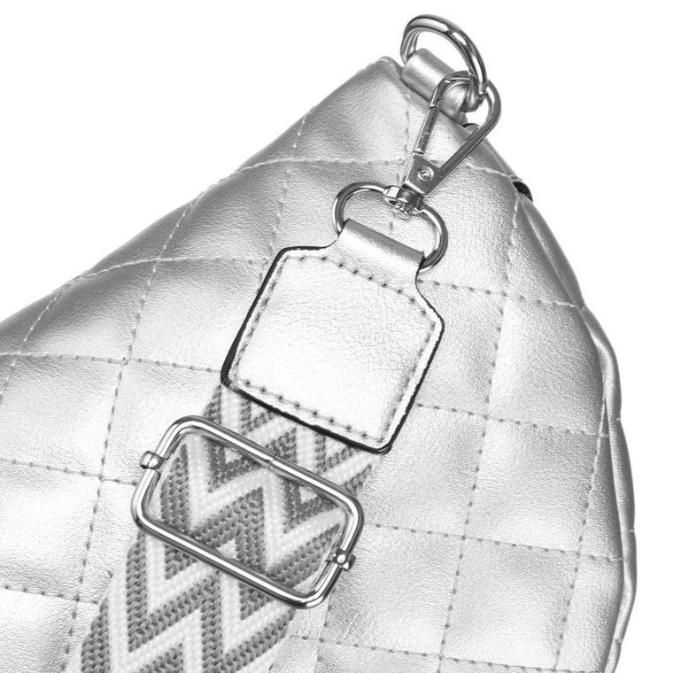 Saszetka na biodro, nerka, srebrna, skóra ekologiczna, Rovicky