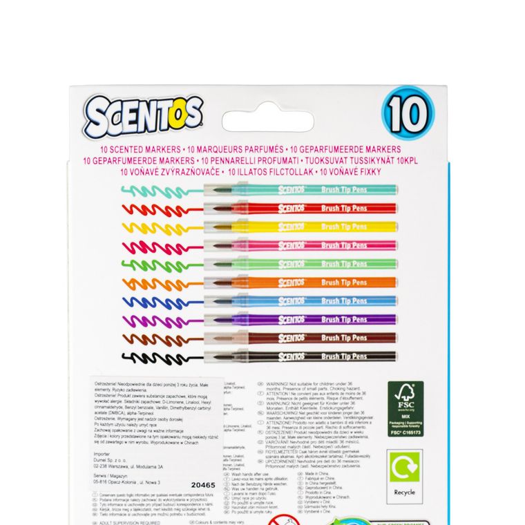 Scentos, pachnące flamastry- pędzelki, 10 kolorów