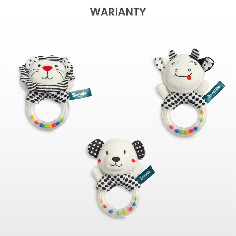 Sensillo, Black&White, miękka grzechotka, krówka