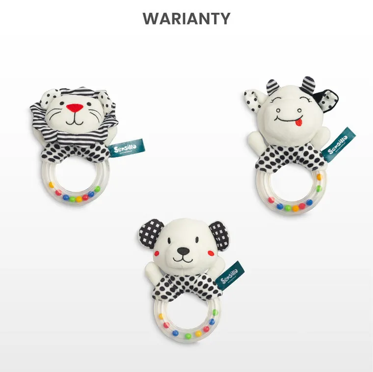 Sensillo, Black&White, miś, miękka grzechotka