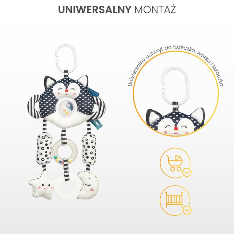 Sensillo, Black&White, zabawka podróżna, słonik