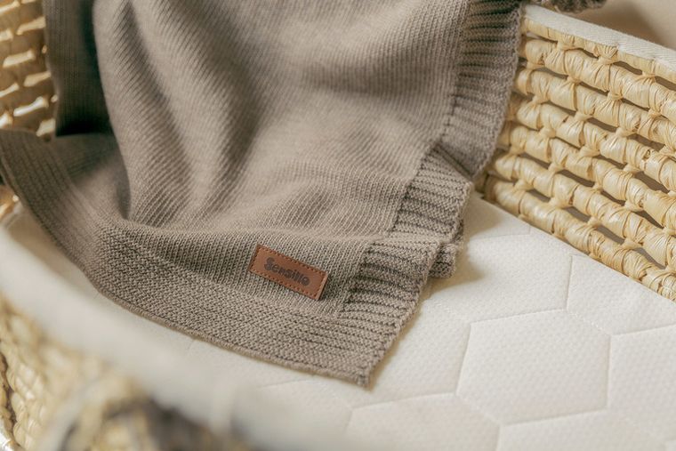 Sensillo, kocyk z wełny merino, dark beige, 75-90 cm