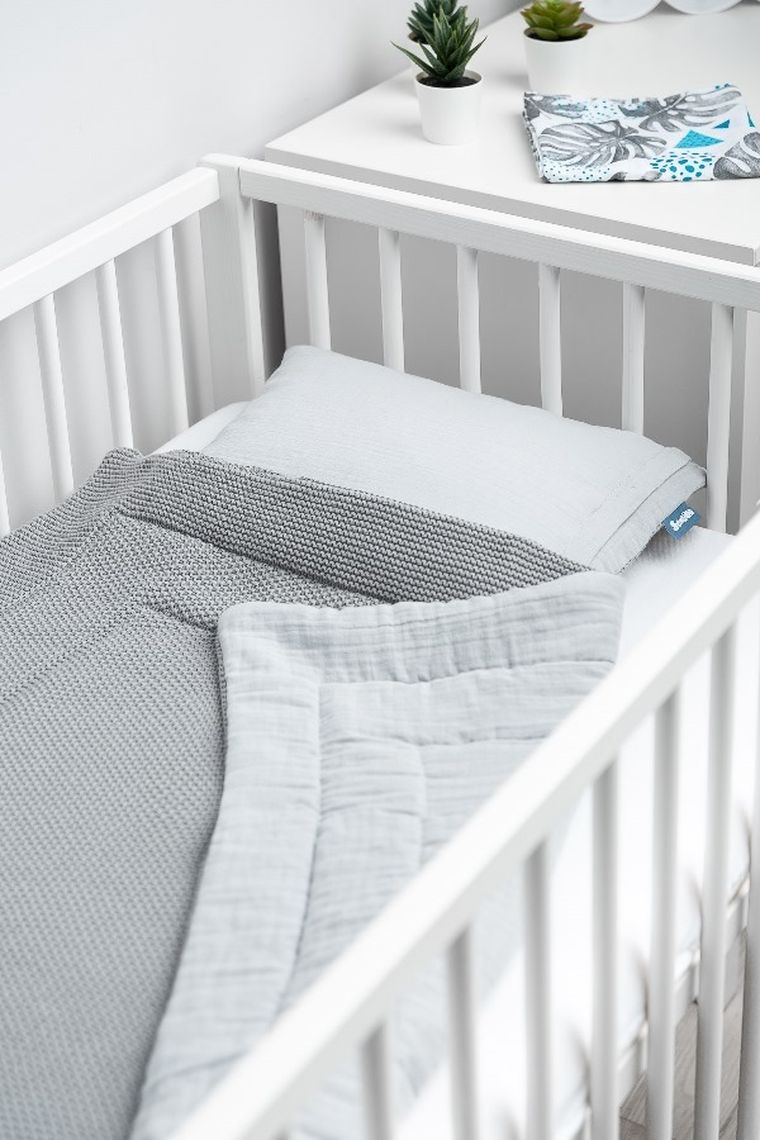 Sensillo, komplet dziergany, muślinowy, szary, 80-100 cm