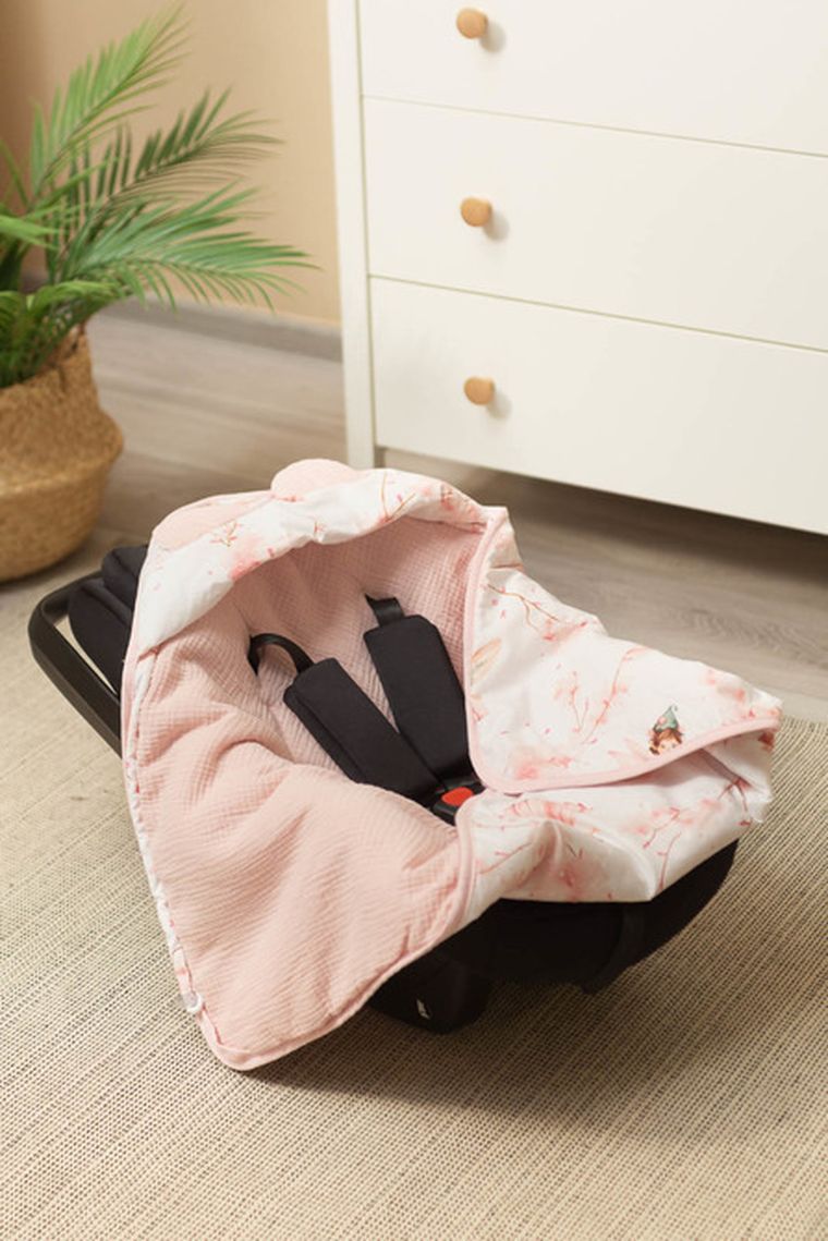 Sensillo, Wróżki, otulacz muślinowy do fotelika, różowy