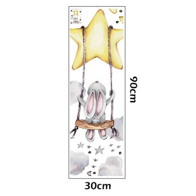 Sipo, naklejki na ścianę do pokoju dziecięcego, Zajączek na huśtawce