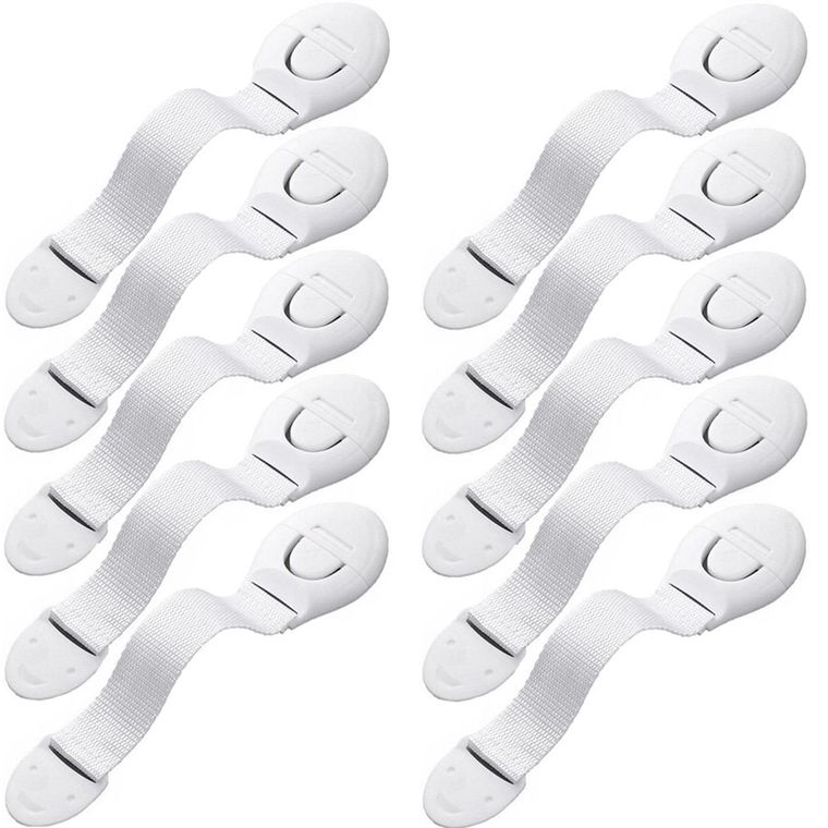 Sipo, zestaw zabezpieczeń do szaf i szuflad z paskiem elastycznym na zatrzask, 10 szt.