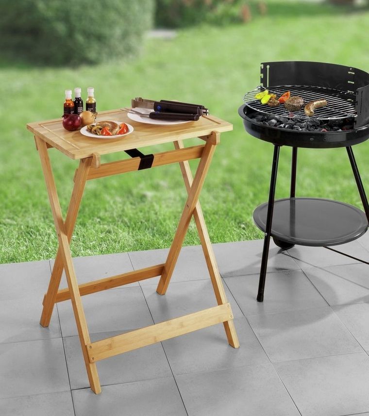 Składany stolik bambusowy, Lugo, z deską i tacą, 3w1