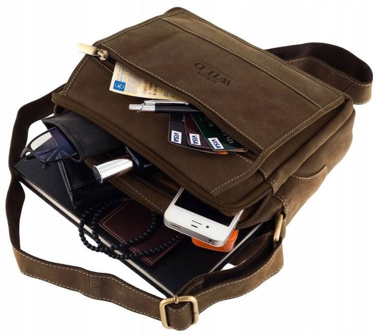 Skórzana męska listonoszka na ramię, Always Wild