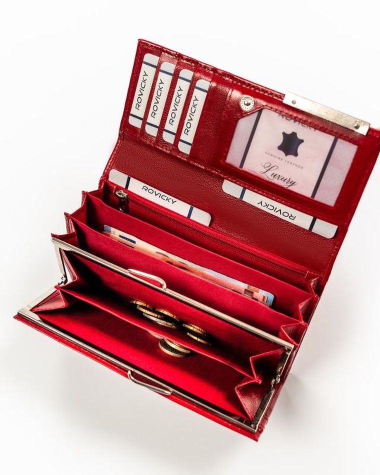 Skórzany portfel damski na zatrzask, 4U Cavaldi