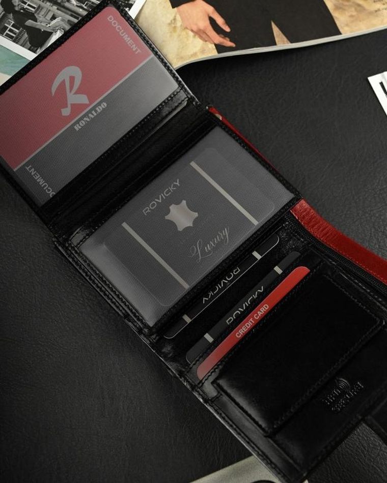 Skórzany portfel męski na karty, Ronaldo