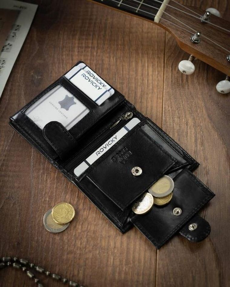 Skórzany portfel męski średnich rozmiarów z systemem RFID, 4U Cavaldi