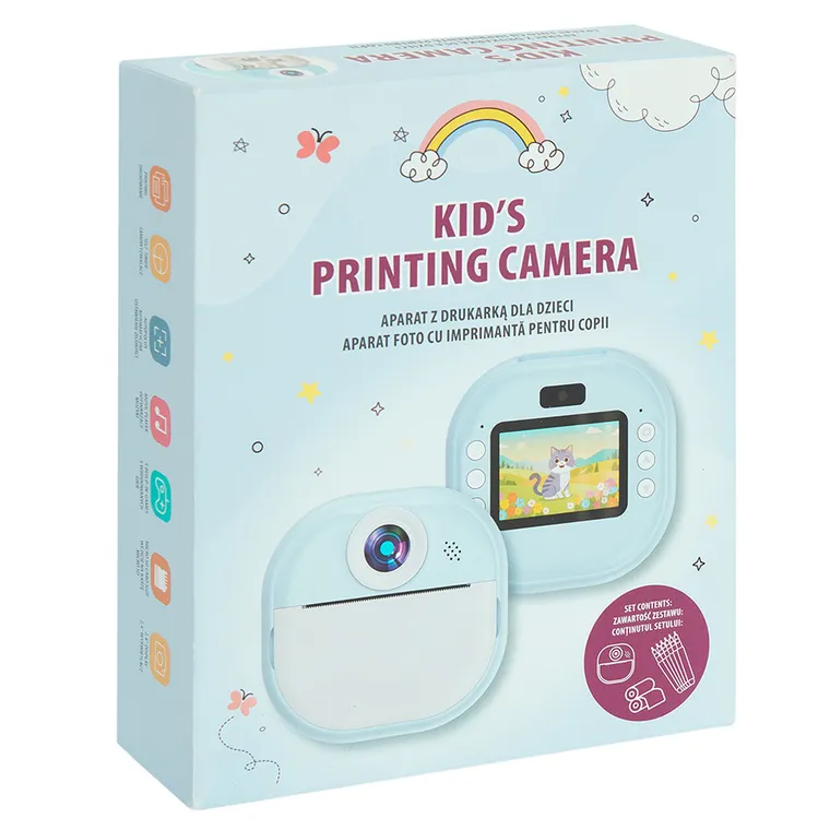 Smiki, aparat fotograficzny z drukarką, niebieski