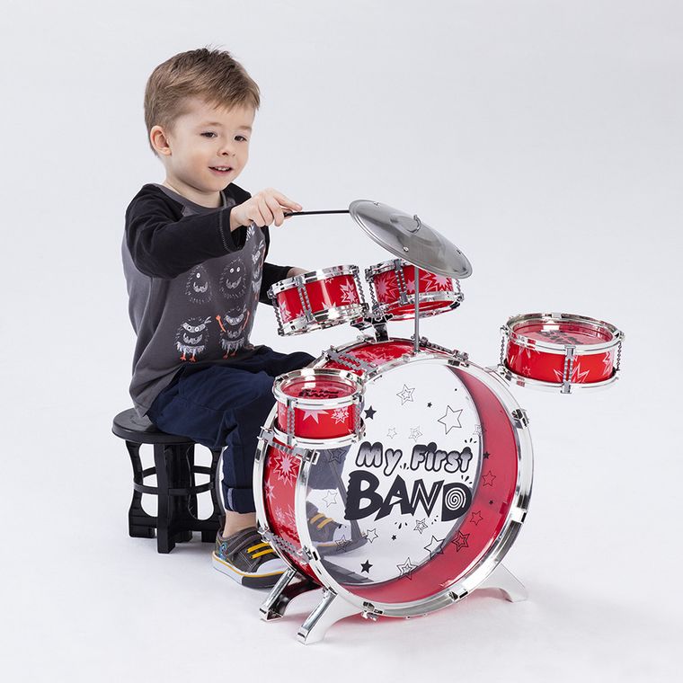 Smiki, duża perkusja z krzesełkiem, zabawka muzyczna