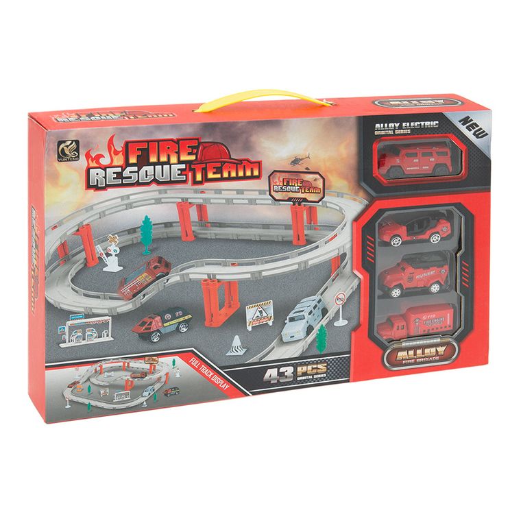 Smiki, Straż pożarna, tor samochodowy z pojazdami, 43 elementy
