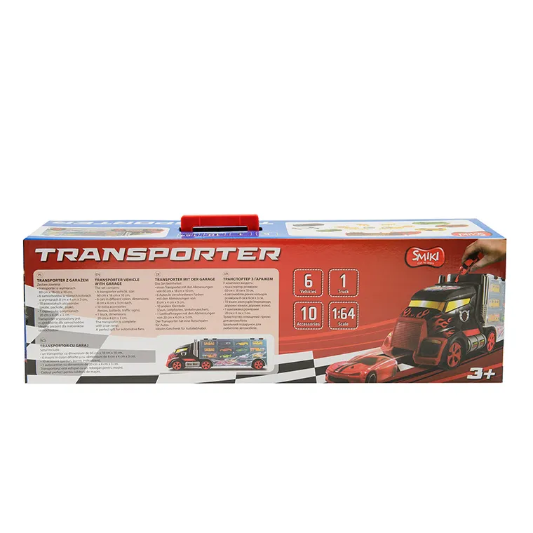 Smiki, transporter z garażem, 6 samochodzików i akcesoria