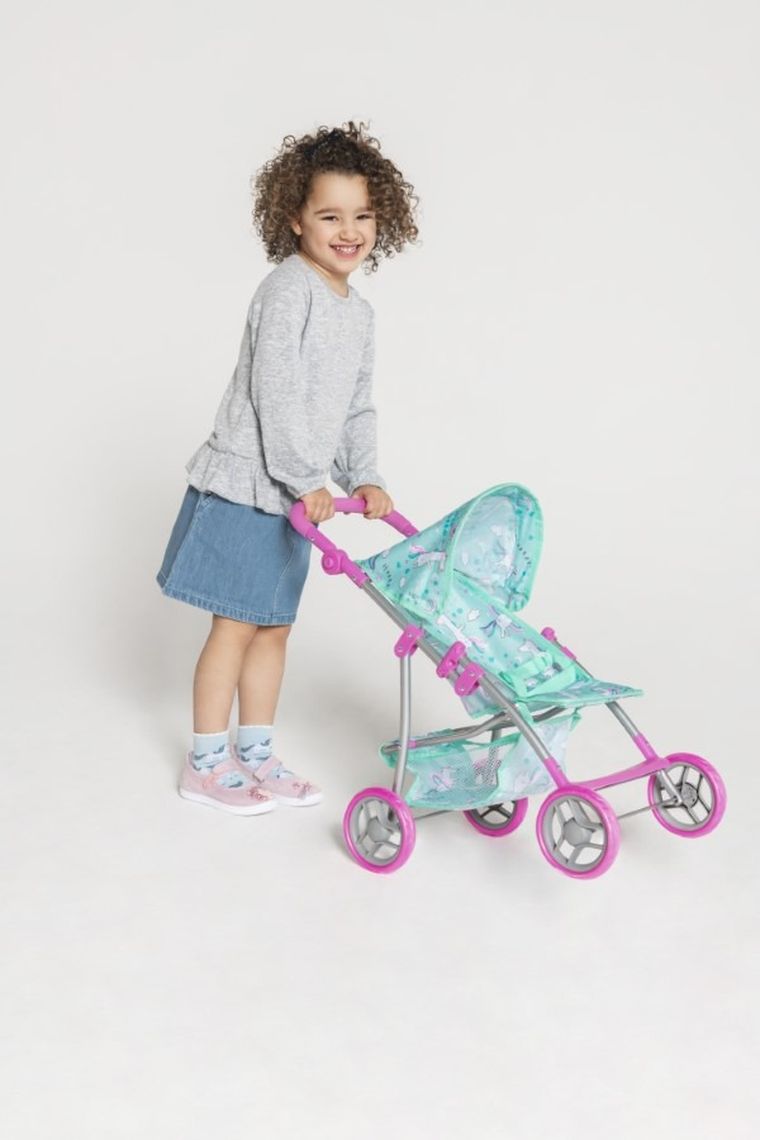 Smiki, wózek spacerowy dla lalek, miętowo-różowy