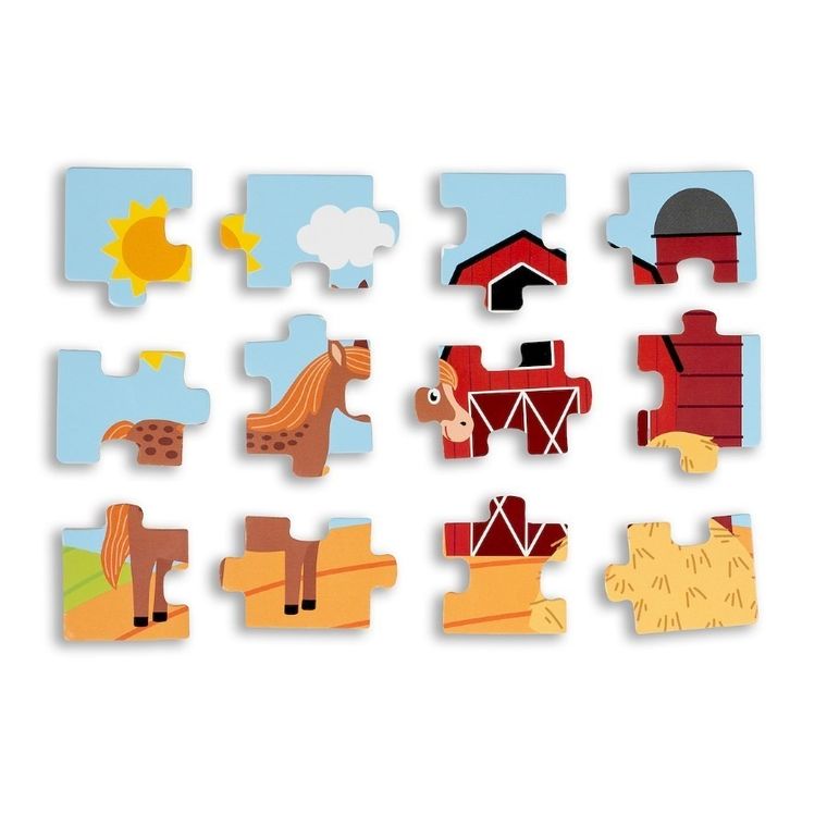 Smily Play, puzzle drewniane 4w1, 12 elementów