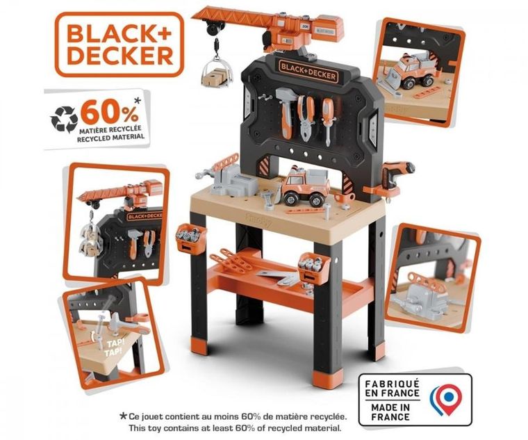 Smoby, Black+Decker, warsztat z dźwigiem, Bricolo Builder